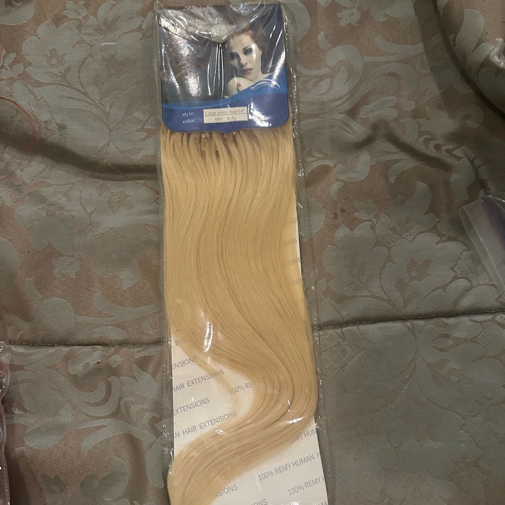 Blonde Women’s Micro ring loop link hair  Extensions (2packs in one container)